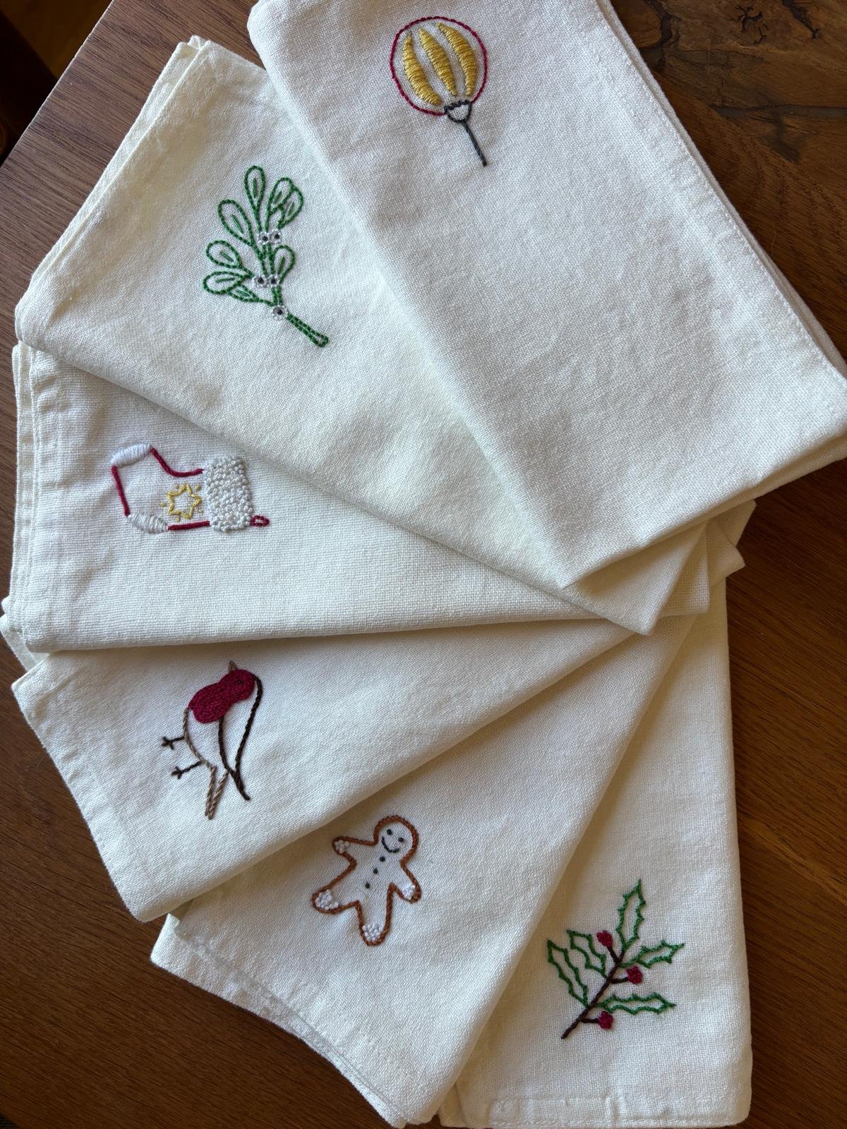 Christmas Napkins Embroidery Introduction Class - Introduction, London W4